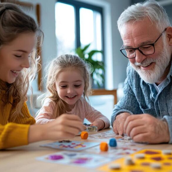 grootouder speelt met kleinkinderen